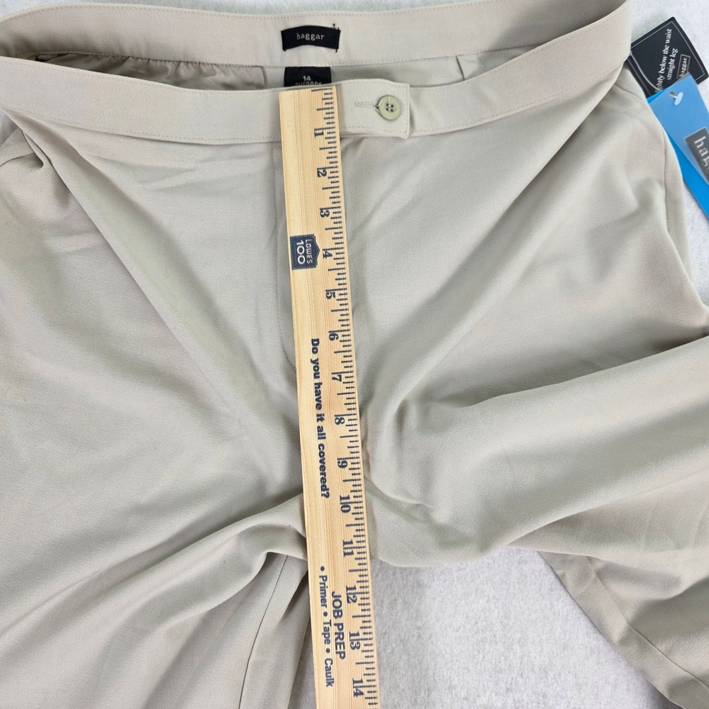Haggar Women 14 Average Dress Pants Beige New Straight Leg Comfort Stretch - Picture 8 of 11